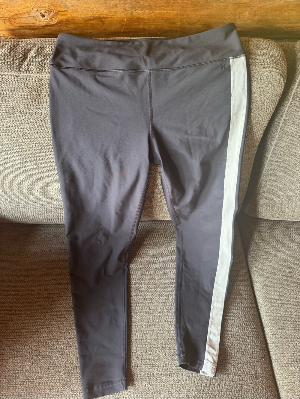 Hurley Black Leggings with White Side Stripe